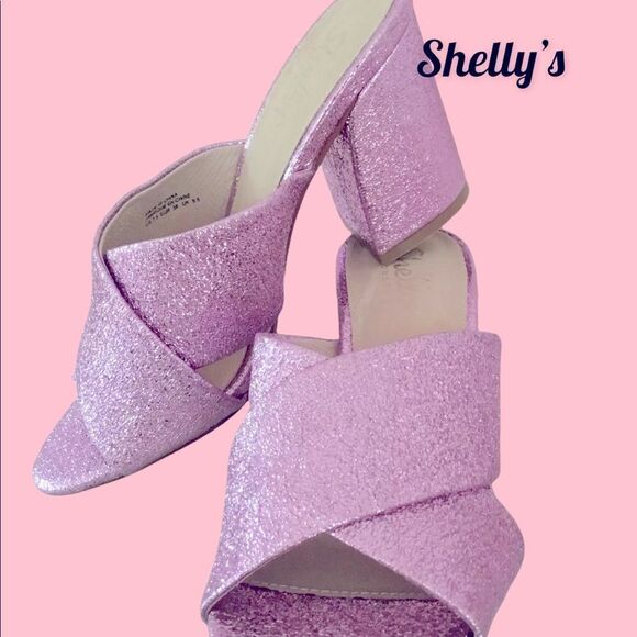 SHELLYS LONDON DANI NIB METALLIC PINK CROSSOVER MULE GLITTER SPARKLE SHOE 8 - Picture 5 of 6